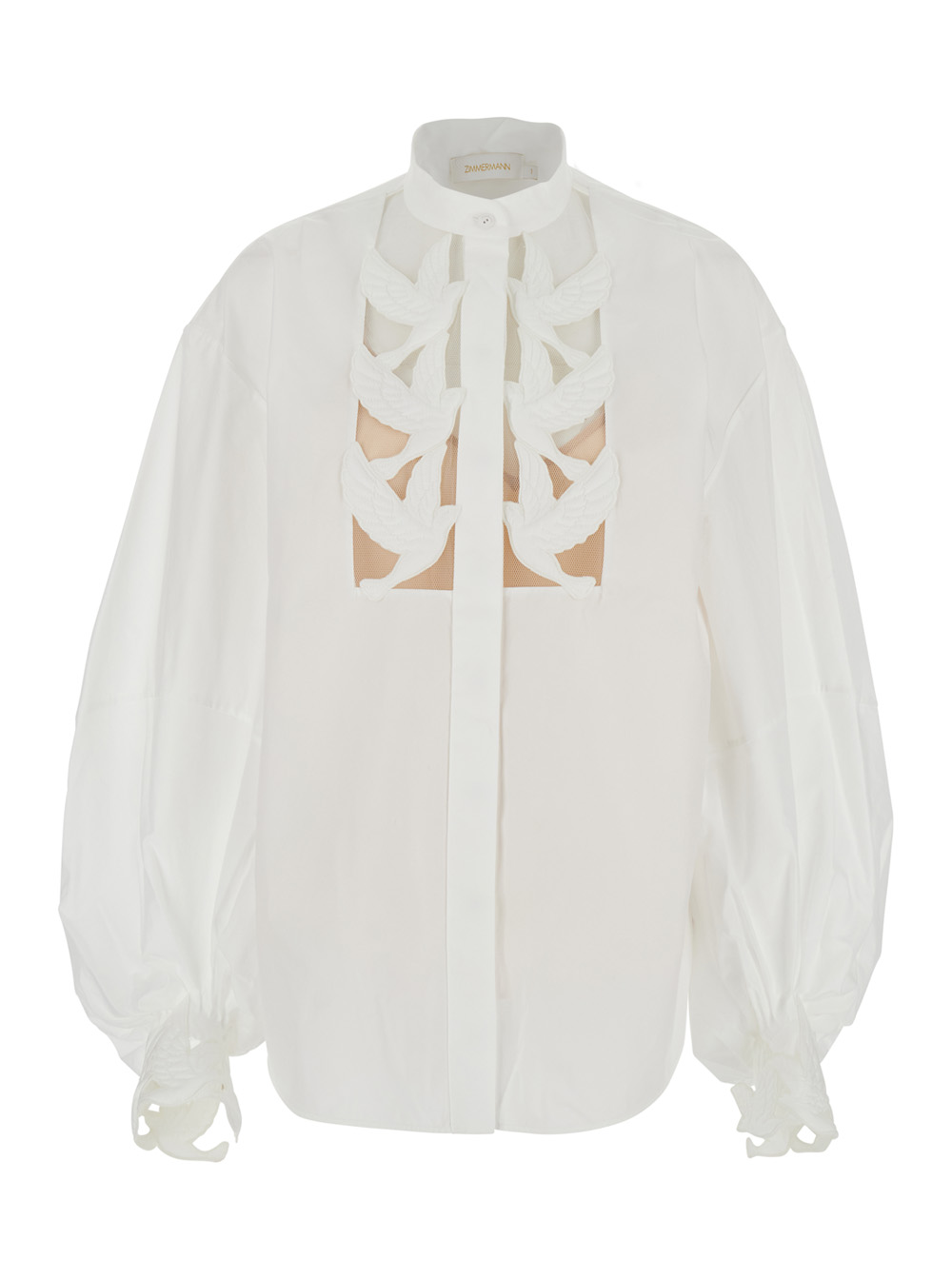 Zimmermann Women's White Luna Applique Blouse - With Details Cotton Shirts And Blouses