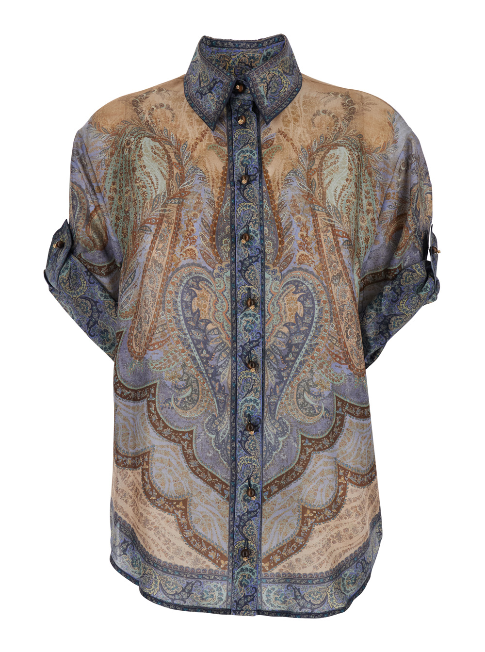Zimmermann Shirt Wanderlust Multicolor with Classic Silk Collar for Women And Blouses – Women