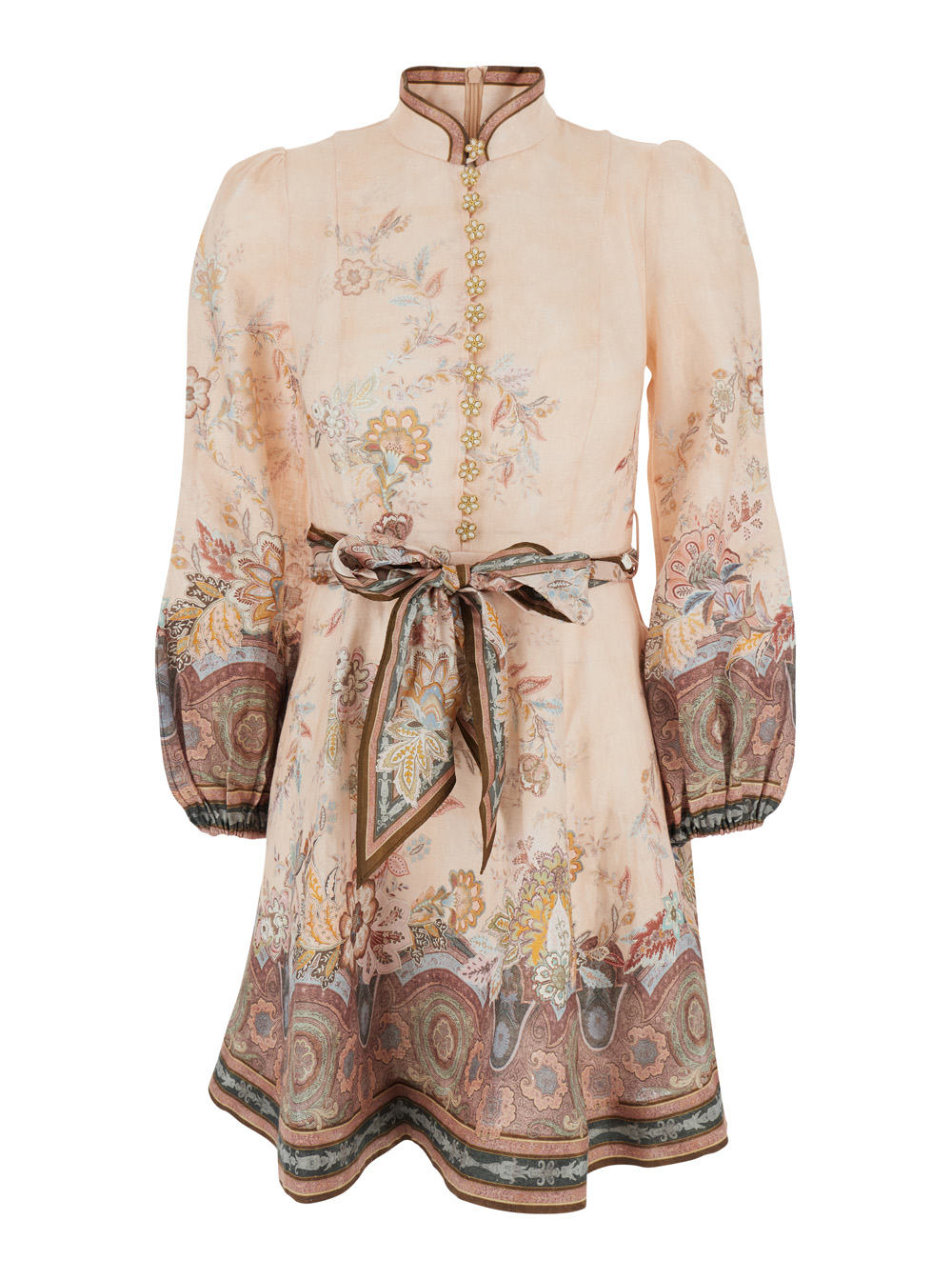 Zimmermann Women's Pink Mini Dress Alchemy With Buttons For Linen