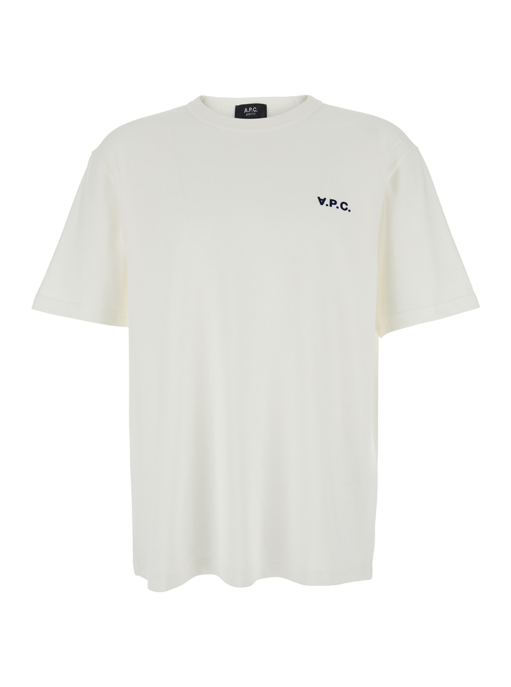 A.p.c. Men's White A. P.c. Crew Neck T-Shirt With Embroidered Logo On The Front In Cotton Man Biological Tshirts And Polo Shirts