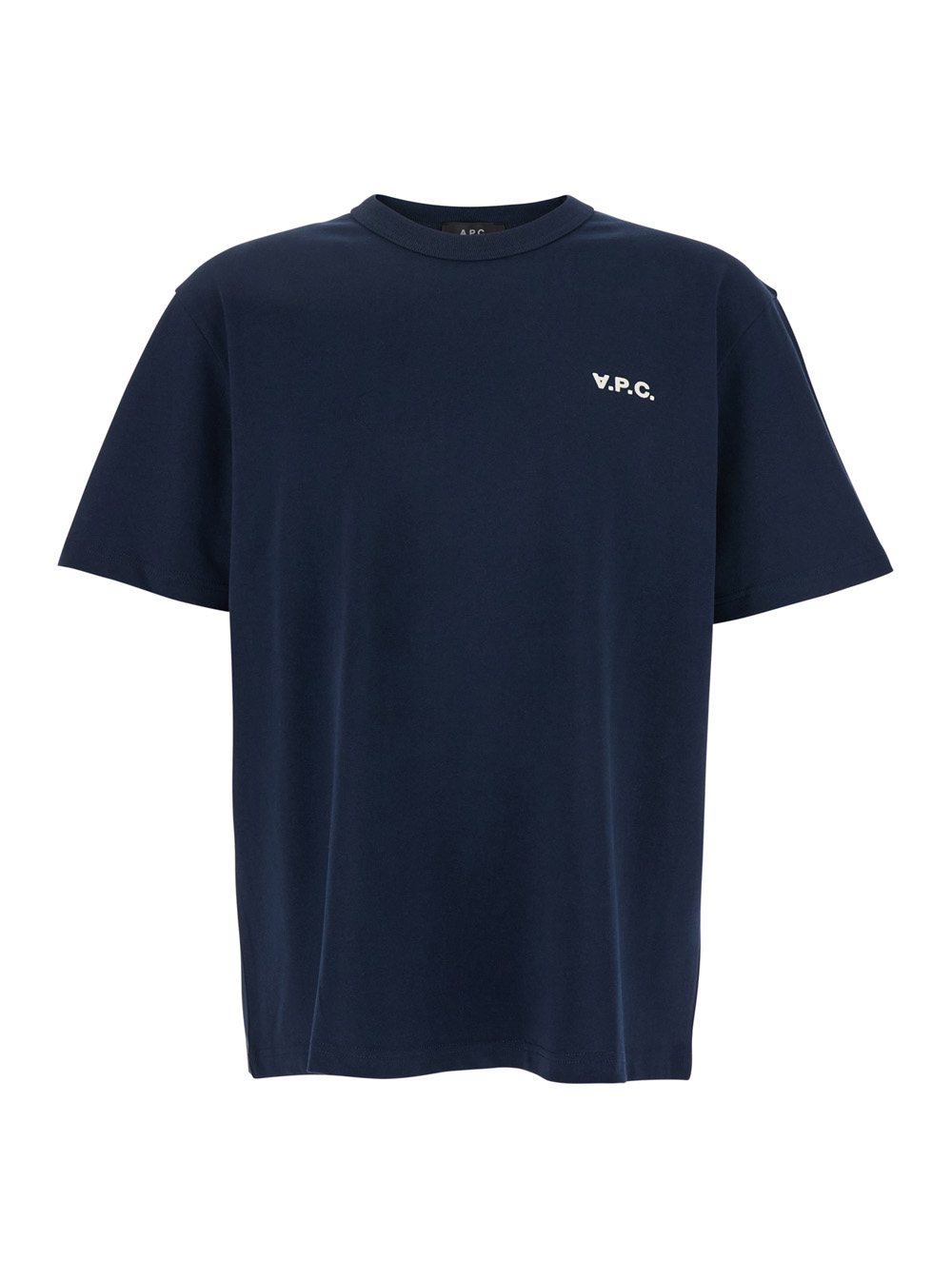 A.p.c. Men's Blu A. P.c. E T-Shirt With Embroidered Logo On The Front In Cotton For Biological Tshirts And Polo Shirts