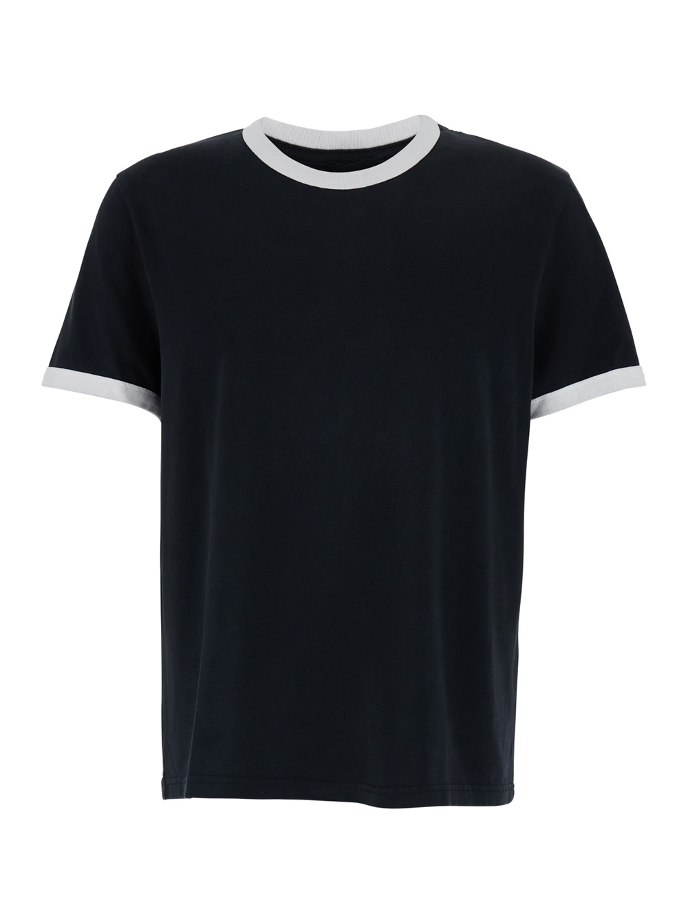 A.p.c. Men's Black A. P.c. Crew Neck T-Shirt With Contrast Details In Cotton For Biological Tshirts And Polo Shirts