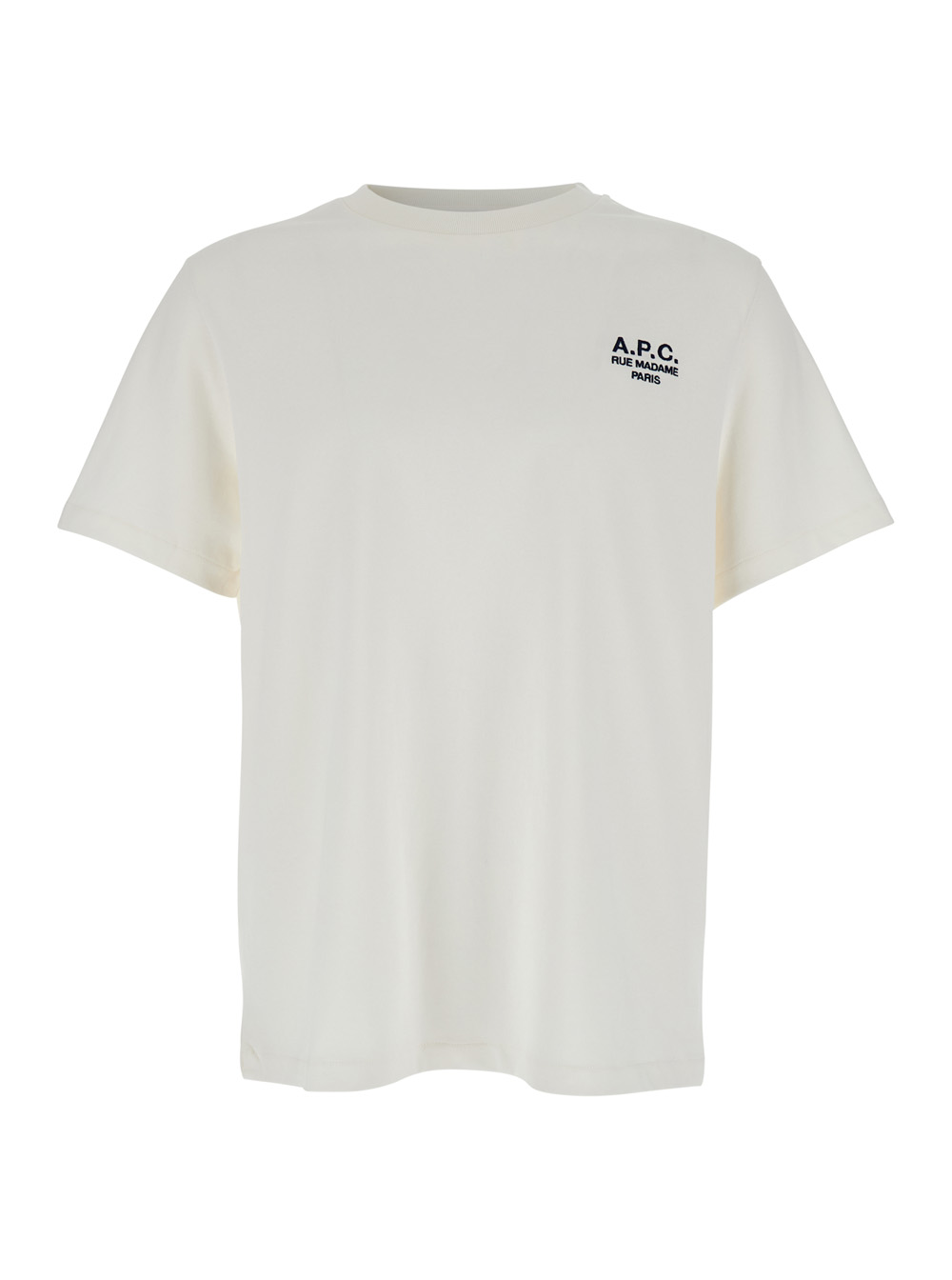 A.p.c. Men's White A. P.c. T-Shirt With Embroidered Logo On The Front In Cotton Man Biologic Tshirts And Polo Shirts