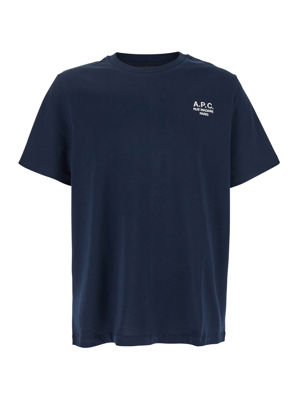 A.p.c. Women's Blu A. P.c. E Crew Neck T-Shirt With Embroidered Logo On Front For Biologic Cotton Tshirts And Polo Shirts