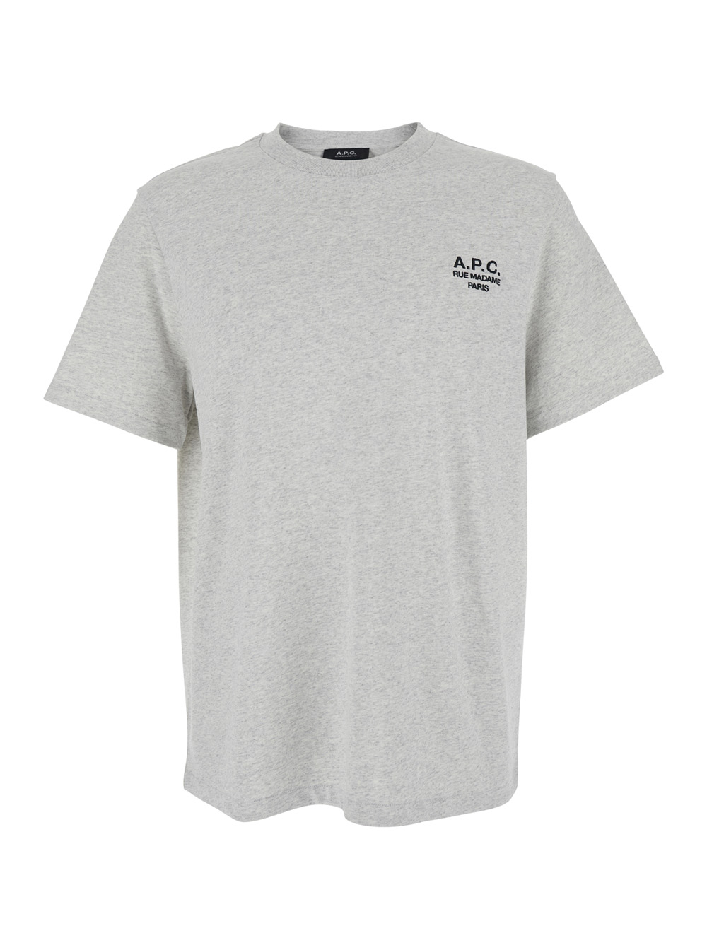 A.p.c. Men's Grey A. P.c. Crew Neck T-Shirt With Embroidered Logo On Front In Cotton Man Organic Tshirts And Polo Shirts