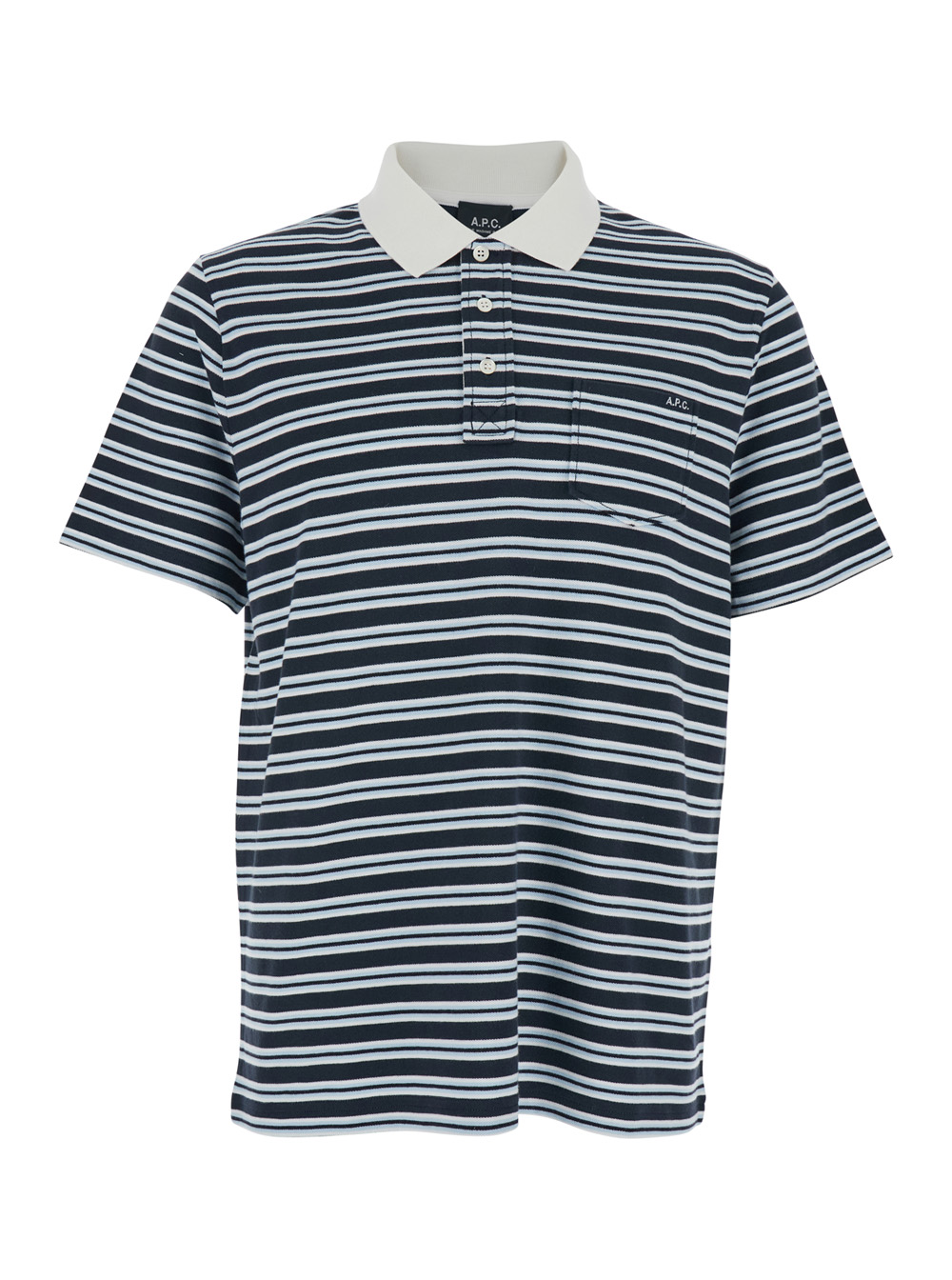 A.p.c. Men's Multicolor A. P.c. Polo Shirt With Horizontal Striped Motif In Cotton For Tshirts And