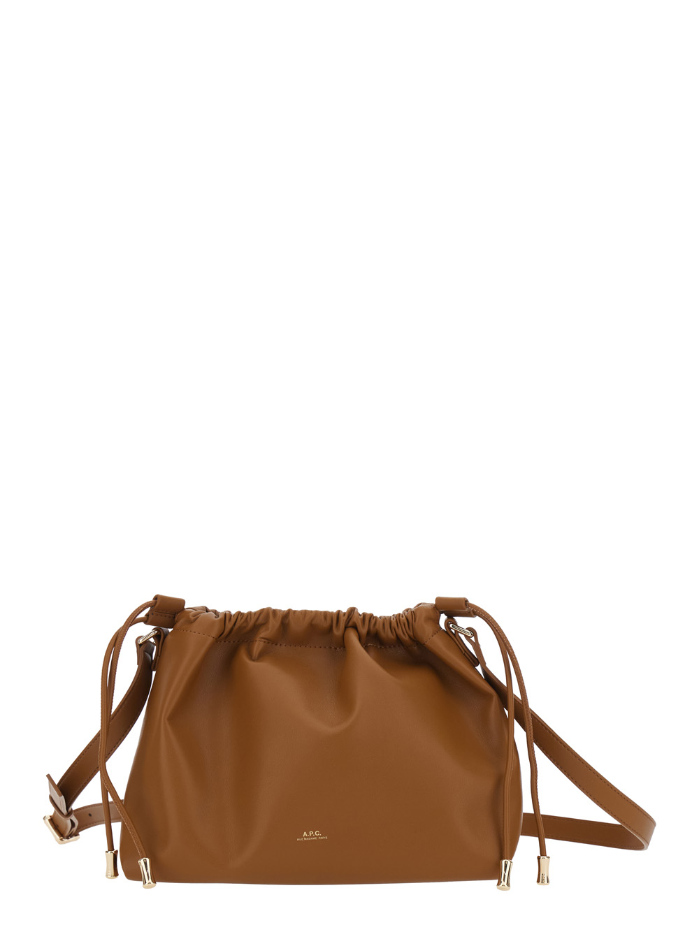 A.p.c. Women's Brown A. P.c. Ninon Crossbody Bag With Drawstring And Logo Lettering Ecoleather For