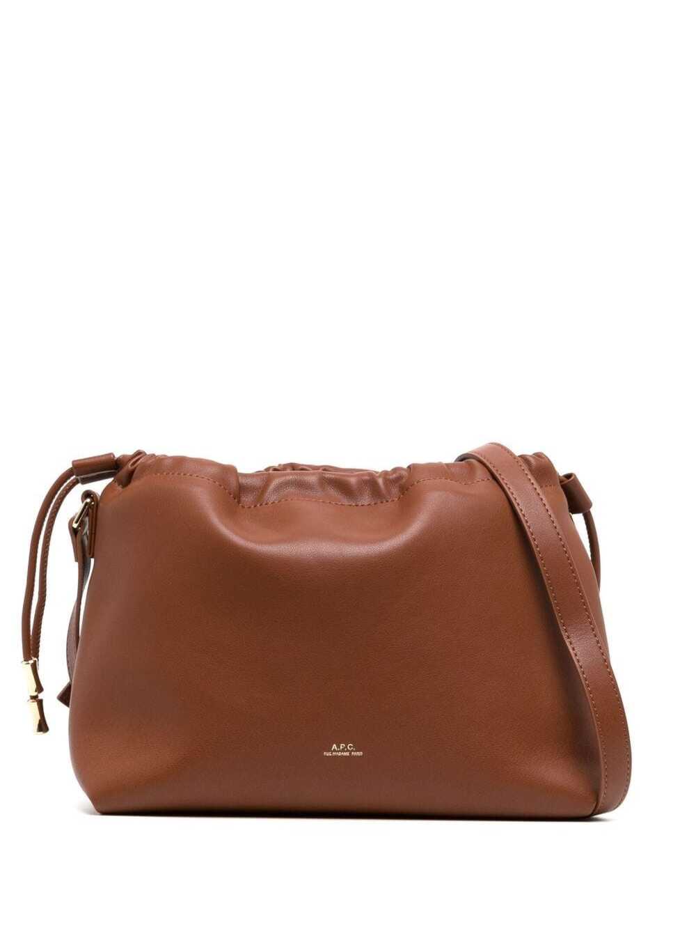 A.p.c. Women's Brown A. P.c. Louise Crossbody Bag With Logo Lettering On The Front And Drawstring Closure Ecoleather Woman