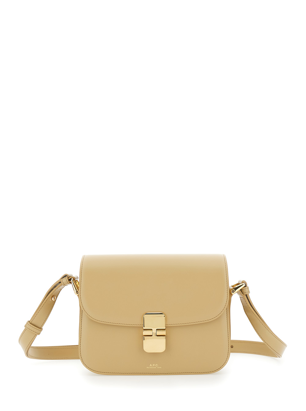 A.p.c. Women's Beige A. P.c. Grace Small Crossbody Bag With Adjustable Strap And Logo Plate On The Front In Leather Woman Cow