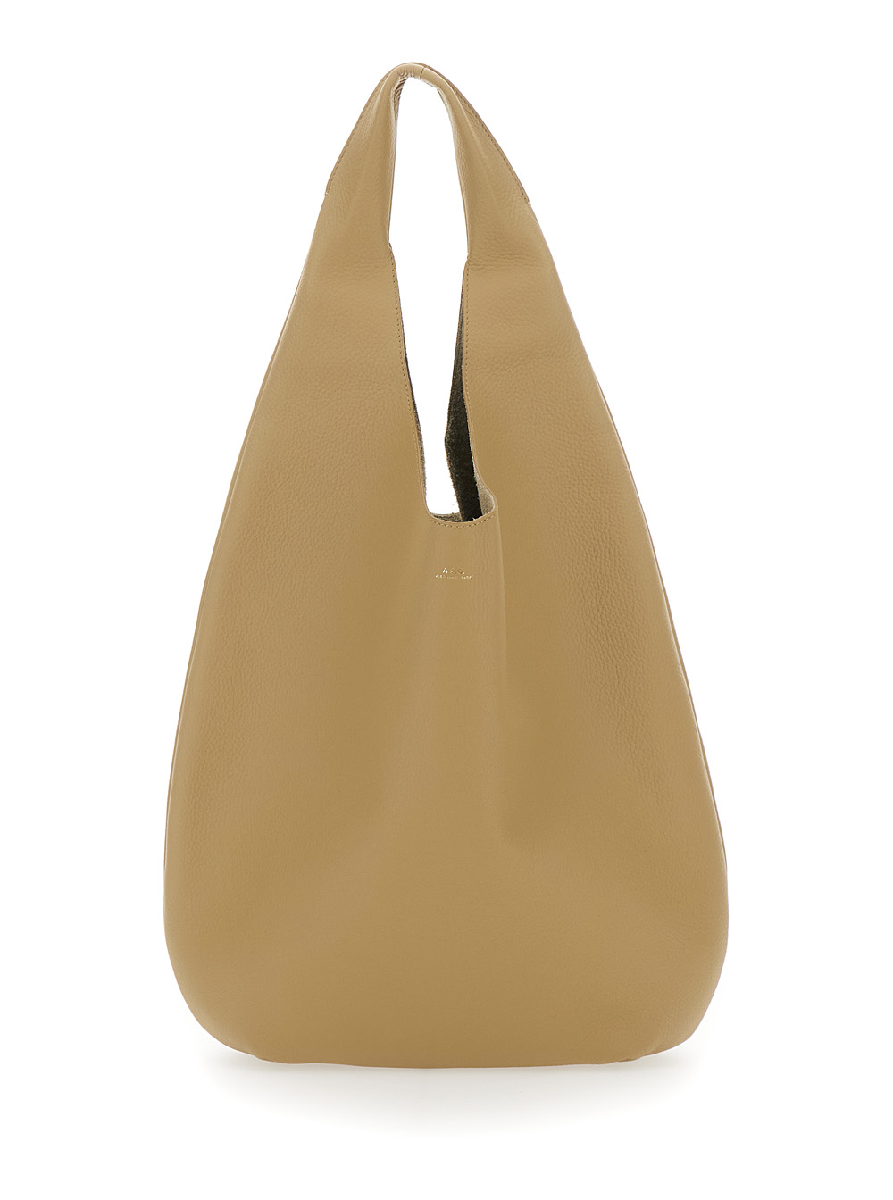 A.p.c. Women's Beige A. P.c. Le Neige Shoulder Bag With Logo Embossed On The Front In Crinkled Leather For Cow