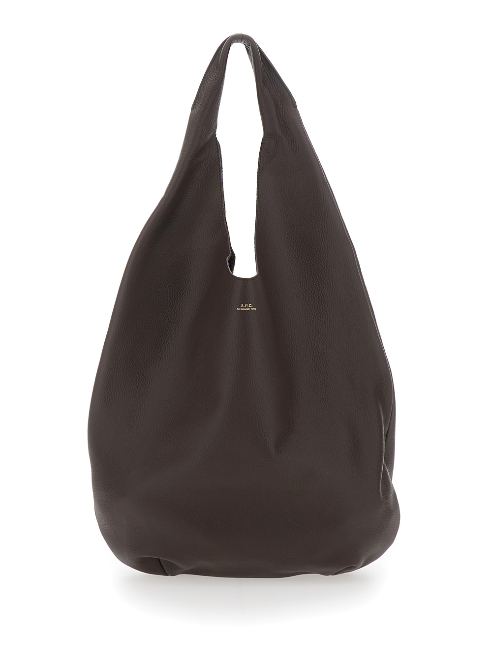 A.p.c. Women's Brown A. P.c. Le Neige Shoulder Bag With Logo Embossed On The Front In Pebbled Leather For Cow