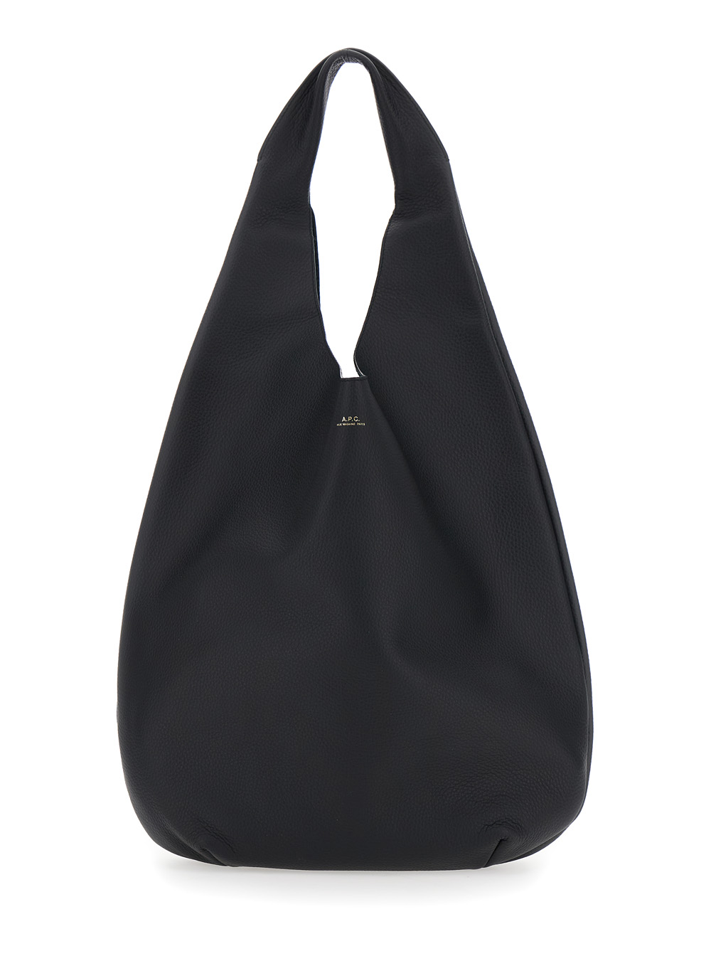 A.p.c. Women's Black A. P.c. Le Neige Handbag With Logo Embossed On The Front In Crinkled Leather For Cow Shoulder Bags