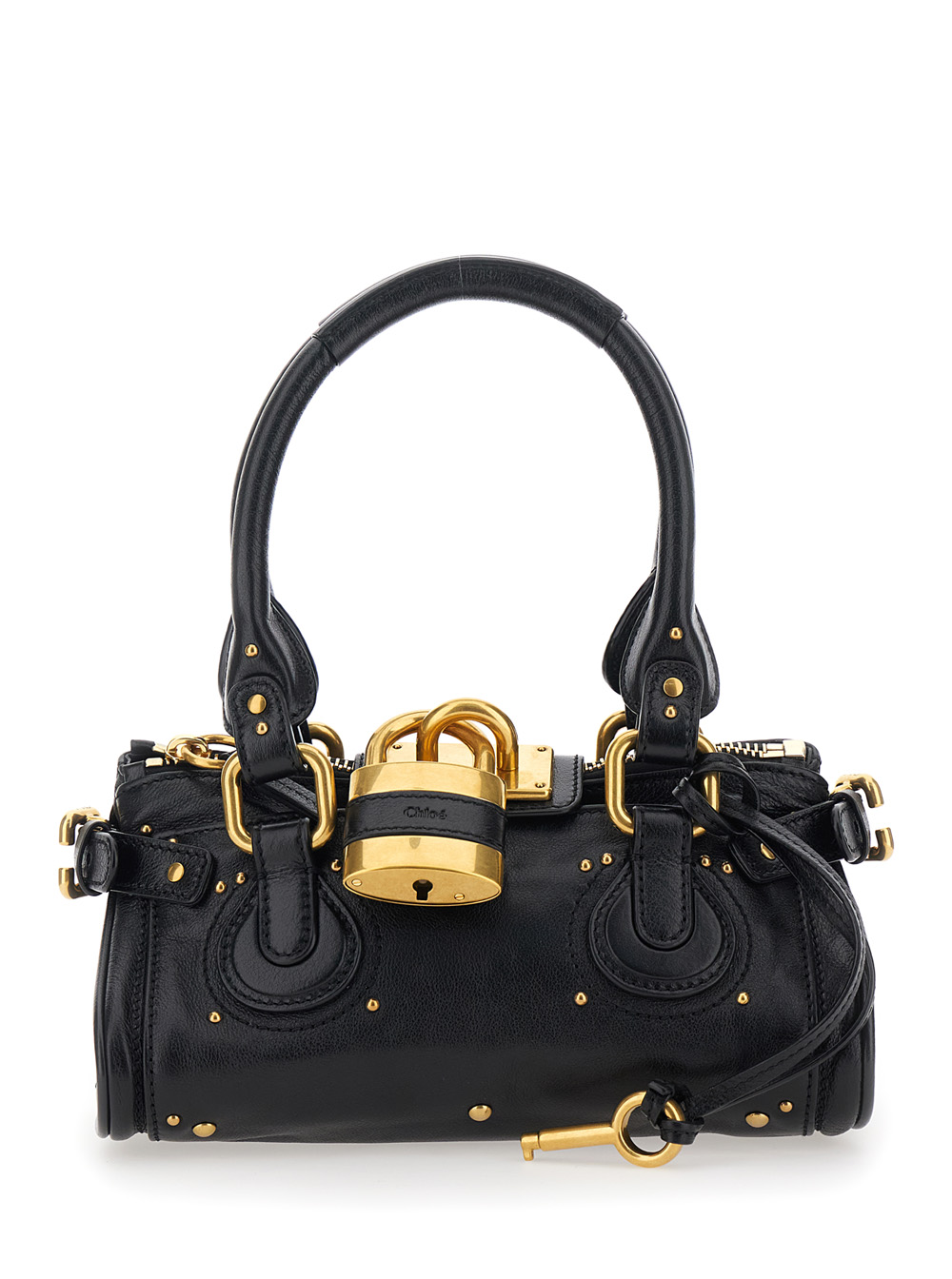 Chloé Paddington Black Handbag with Lock on the Front and Two Top Handles in Leather Woman Hand Bags – Women
