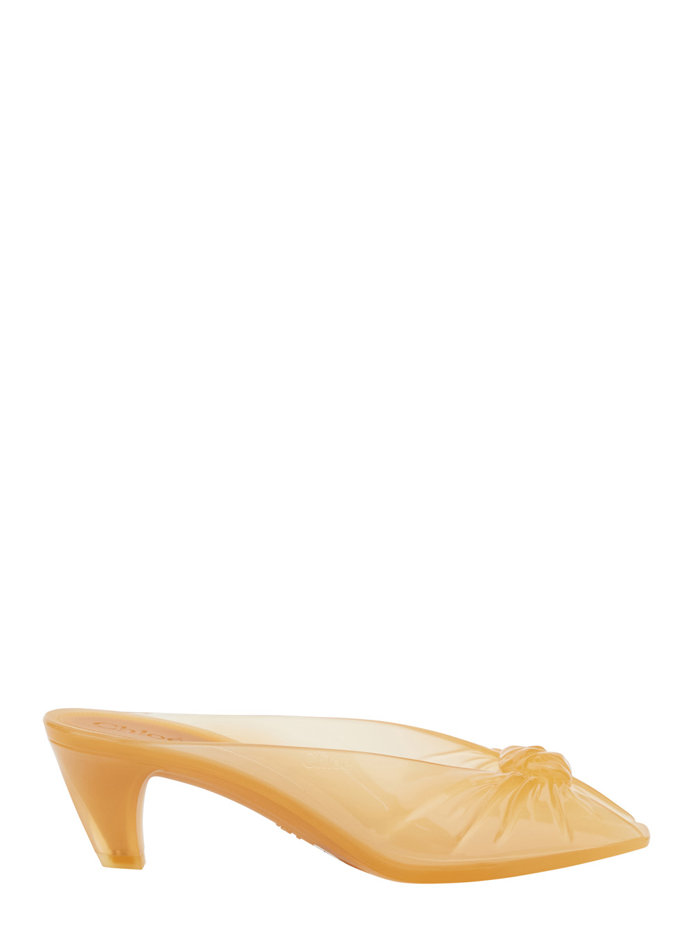 Chloé Azia Sandals With Shaped Straps In Champagne Glitter Leather For Women Orange Heels – Women