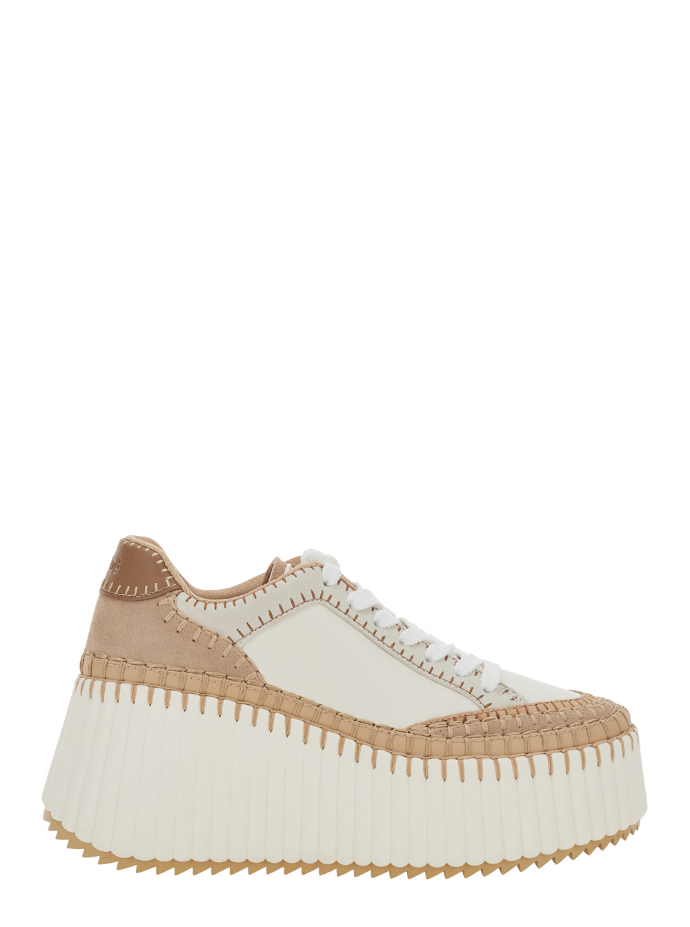 Chloé Women's Beige Nama Sneakers With Wedge And Stitching Details In For Polyester Elastane