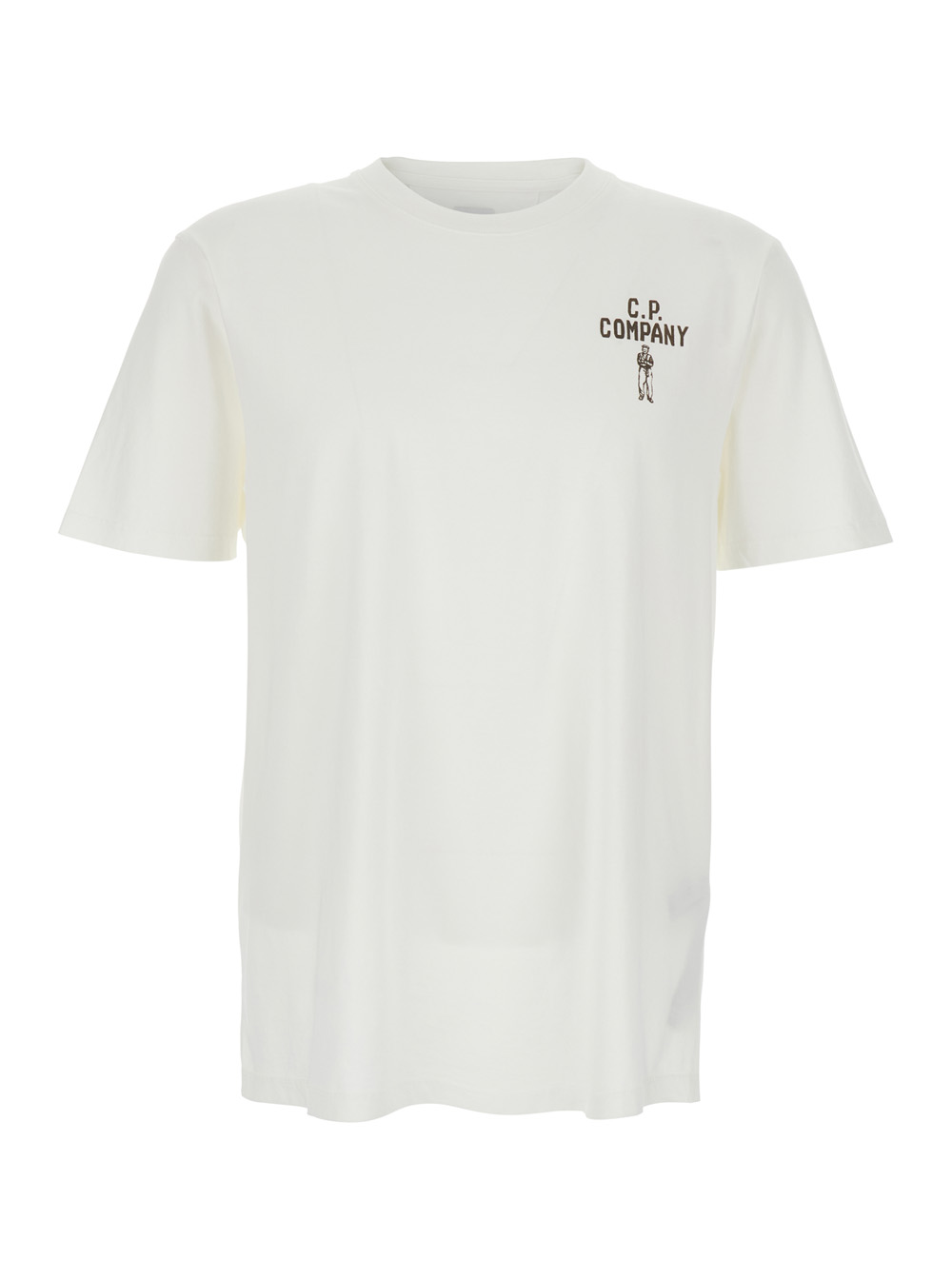 C.p. Company Men's White C. P. Company Crew Neck T-Shirt With Logo Detail On The Front And Maxi Back In Cotton For Tshirts Polo Shirts