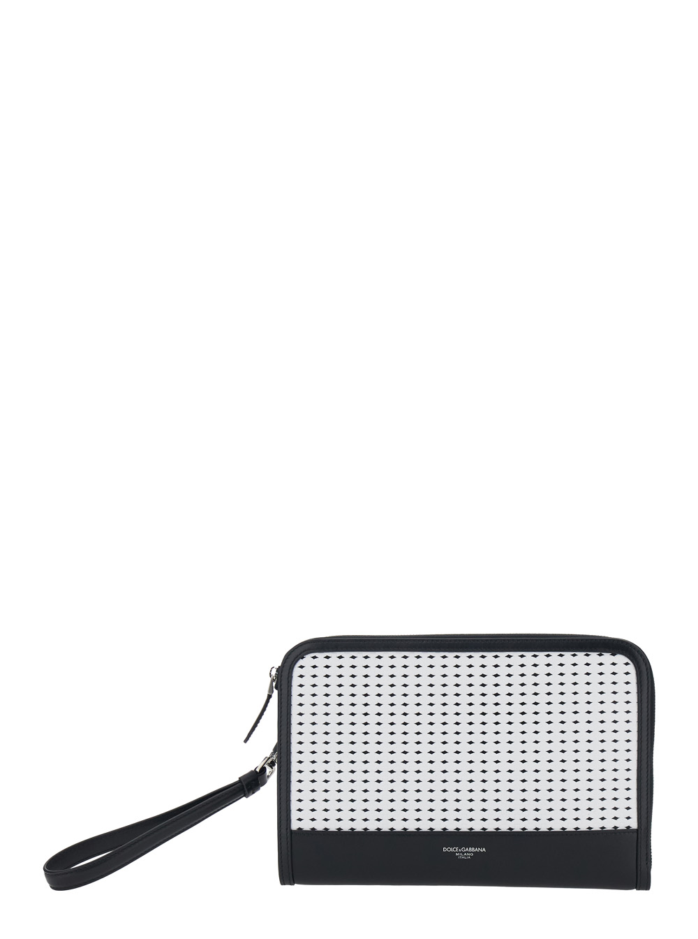 Dolce & Gabbana Men's Black Clutch With Removable Wrist Strap And Intreccio On The Front In Leather For Calf Clutches Pochettes