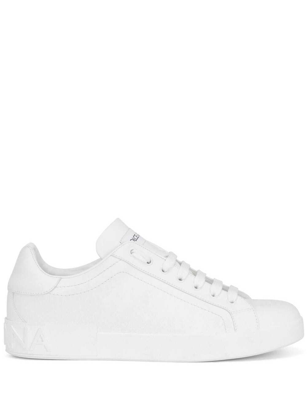 Dolce & Gabbana Men's White Portofino New Low Top Sneakers With Contrasting Logo In Leather For Polyester Lamb Sheep Rubber