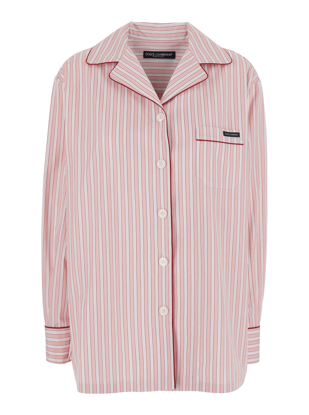 Dolce & Gabbana Striped Shirt With Classic Collar In Pink Cotton For Women And Blouses – Women
