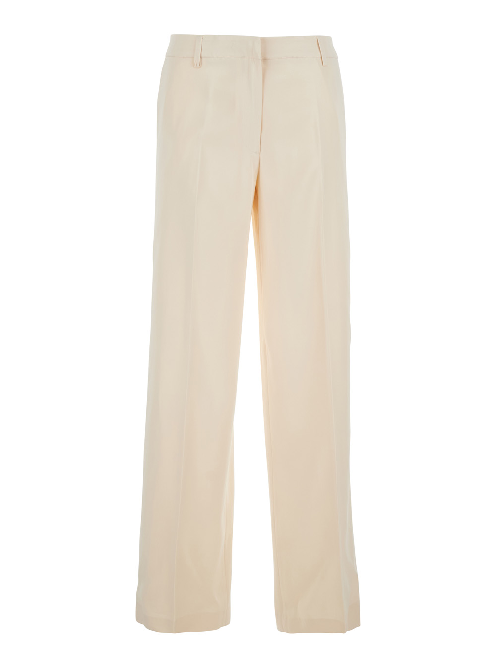Pt Torino Women's Beige Francoise Pants With Belt Loops In Cotton Blend Viscose Trousers