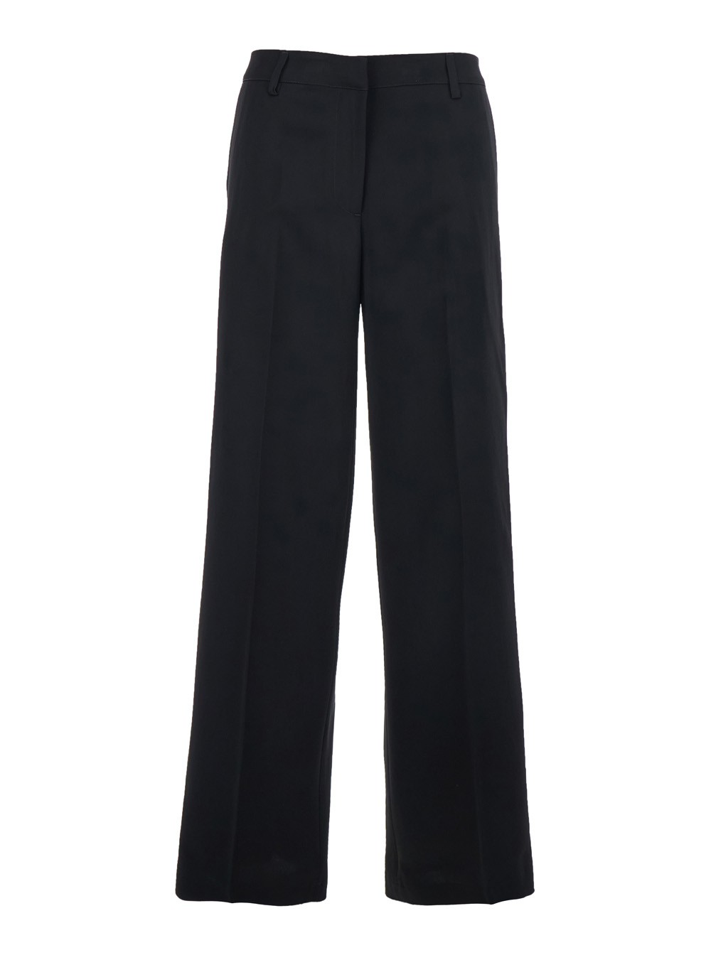 Pt Torino Women's Black Francoise Pants With Belt Loops In Cotton Blend For Viscose Trousers