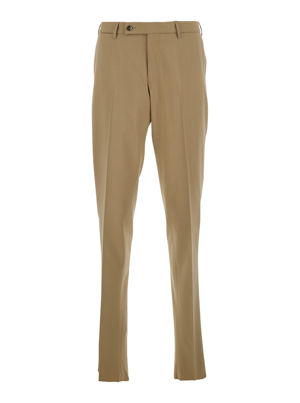 Pt Torino Men's Beige Wool Slim Pants With Belt Loops And Back Welt Pockets For Virgin Elastane Trousers