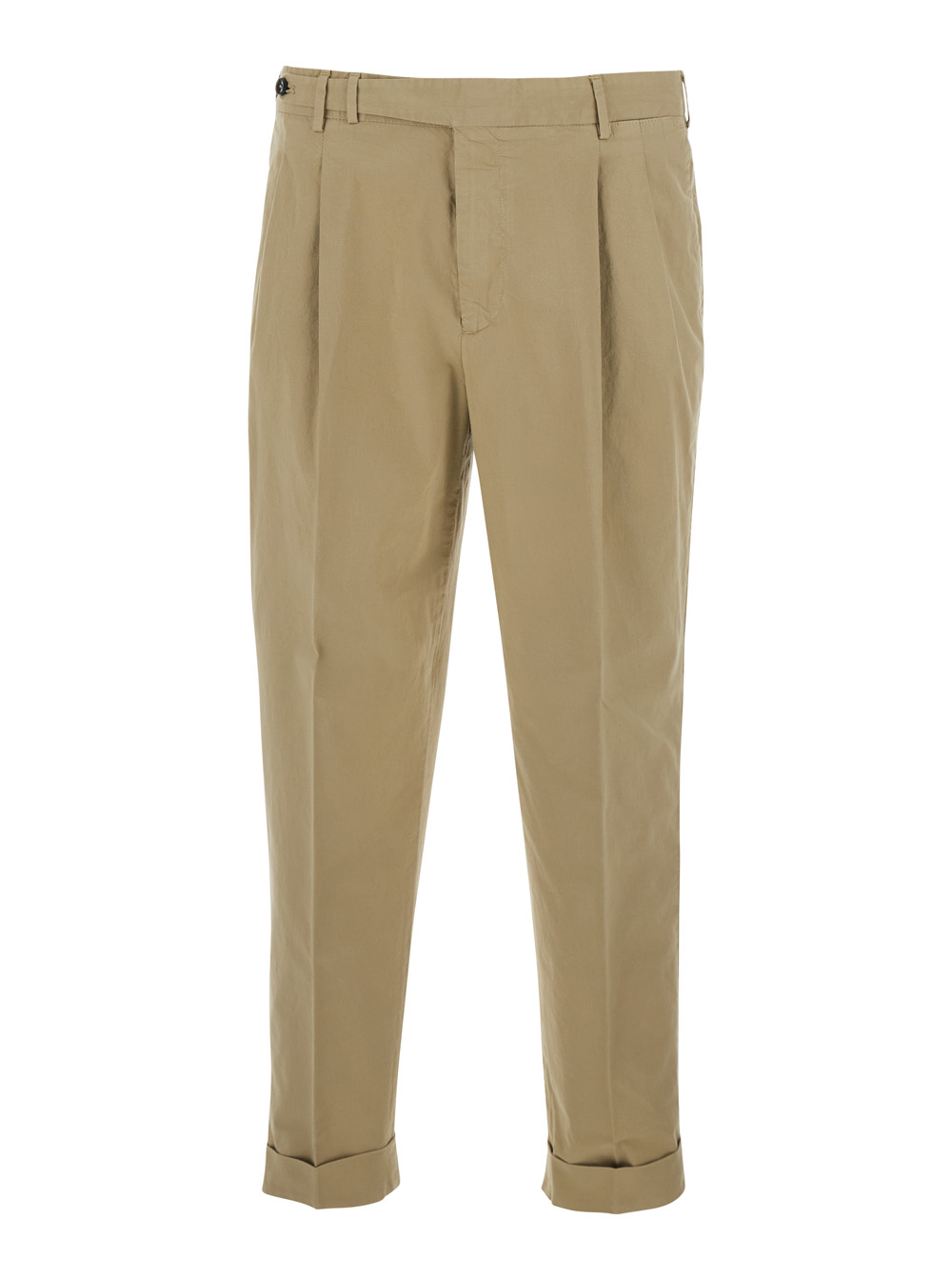 Pt Torino Men's Beige Trousers With Belt Loops And Front Pleats In Cotton For Elastane